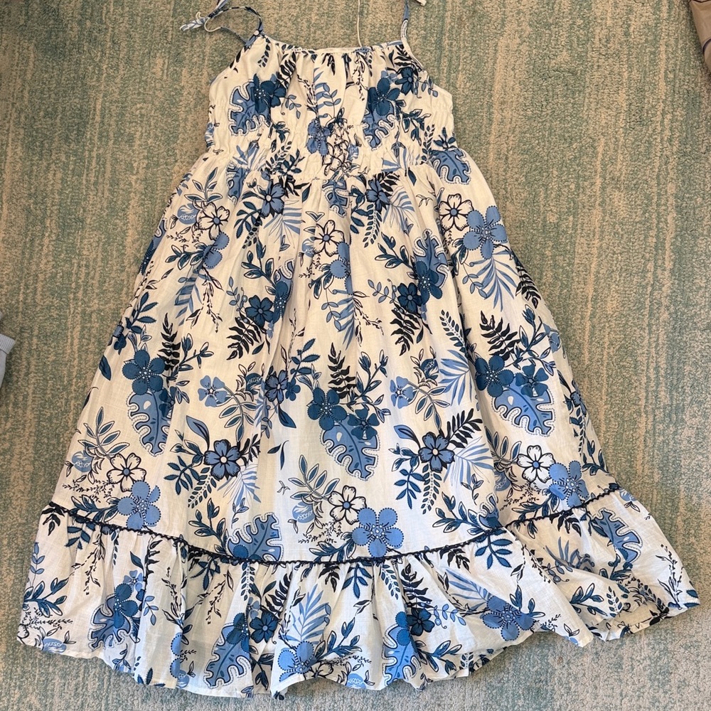 Charming Blue and White Floral Kids Dress